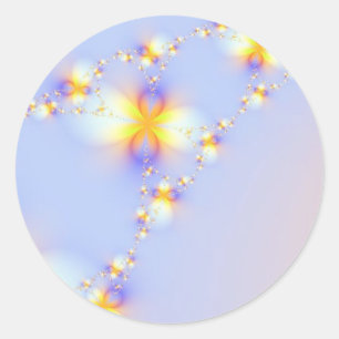 Adesivo Redondo Sonho Celestial Floral Explosão de Estrelas Azul L