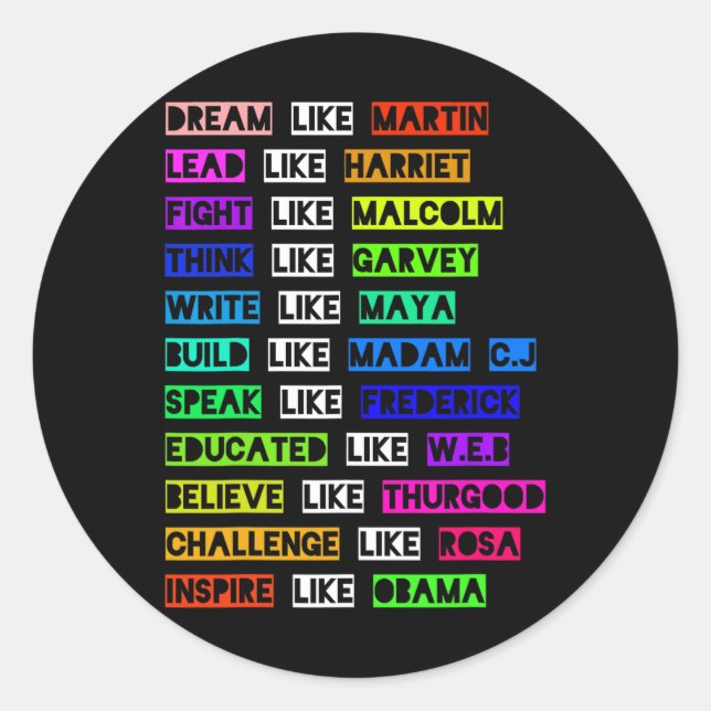 Adesivo Redondo Sonho Como Martin Lidera Como Harriet Women Black  (Frente)