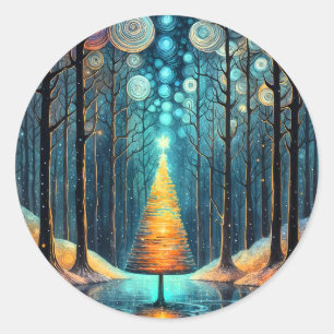 Adesivo Redondo Sonho de Férias Iridescente 🎄 Árvore de Natal bri