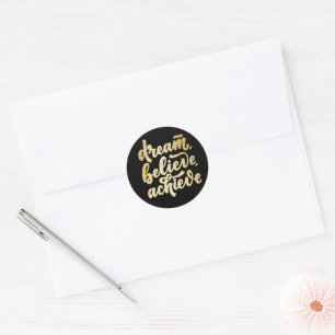 Adesivo Redondo Sonho Dourado moderno acredita alcançar motivação