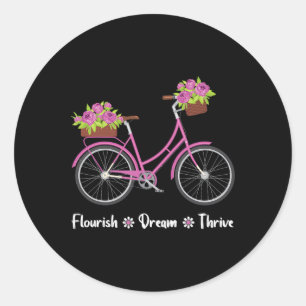 Adesivo Redondo Sonho Feliz Bicicleta Floral de Bicicleta Flórida