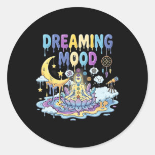 Adesivo Redondo Sonho Humor Chakra Lótus Astral Meditação Yoga