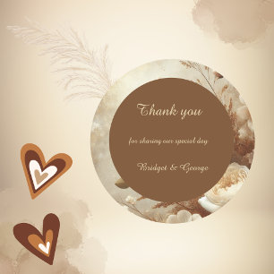 Adesivo Redondo Sonho Romântico obrigado de Casamento Floral
