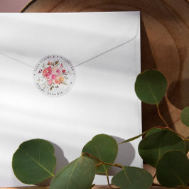 Adesivo Redondo Sonho Rosa | Endereço de regresso botânico de casa