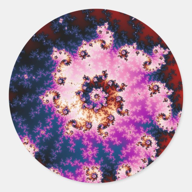 Adesivo Redondo Sonho Rosa - Vinheta Fractal (Frente)