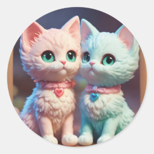 Adesivo Redondo Sonhos de Gatinho Marshmallow