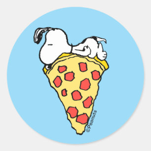 Adesivo Redondo Sonhos de Pizza do Snoopy