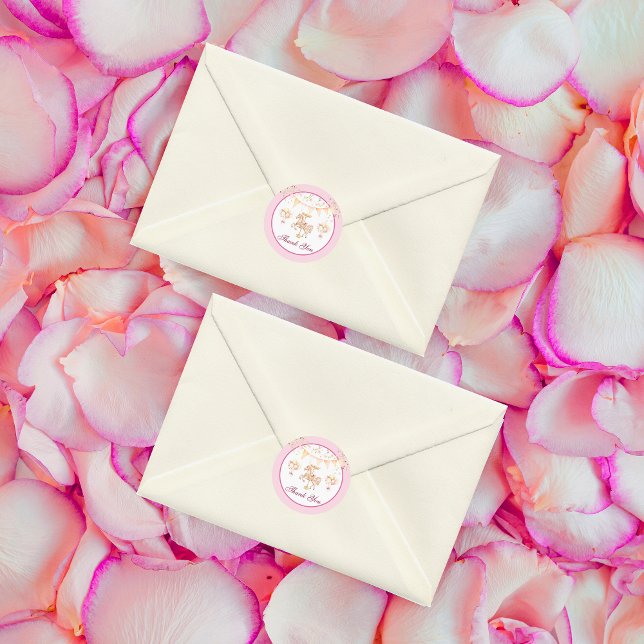 Adesivo Redondo Sonhos De Pôneo Roxo - Obrigado Pelos Autocolantes (light-purple-pony-carousel-baby-shower-thank-you-stickers)