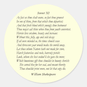 Adesivo Redondo Sonnet nº 11 de William Shakespeare