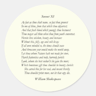 Adesivo Redondo Sonnet nº 11 de William Shakespeare