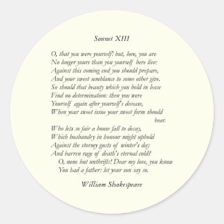 Adesivo Redondo Sonnet nº 13 de William Shakespeare