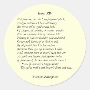 Adesivo Redondo Sonnet nº 14 por William Shakespeare
