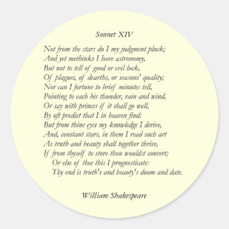 Adesivo Redondo Sonnet nº 14 por William Shakespeare