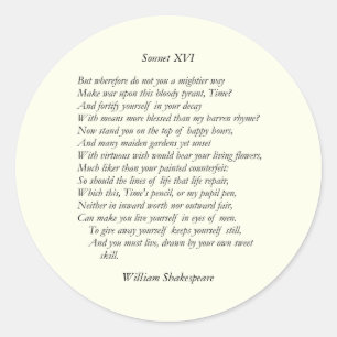 Adesivo Redondo Sonnet nº 16 por William Shakespeare