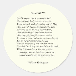 Adesivo Redondo Sonnet nº 18 por William Shakespeare