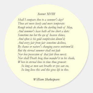 Adesivo Redondo Sonnet nº 18 por William Shakespeare