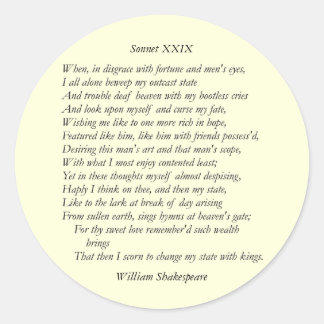 Adesivo Redondo Sonnet nº 29 por William Shakespeare