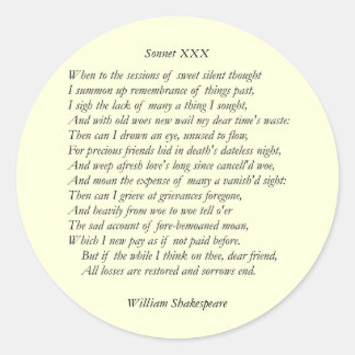 Adesivo Redondo Sonnet nº 30 por William Shakespeare