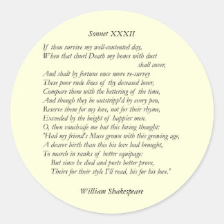 Adesivo Redondo Sonnet nº 32 por William Shakespeare