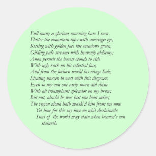 Adesivo Redondo Sonnet nº 33 por William Shakespeare