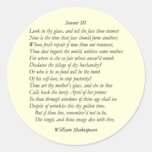 Adesivo Redondo Sonnet nº 3 de William Shakespeare