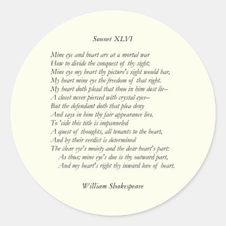 Adesivo Redondo Sonnet nº 46 por William Shakespeare