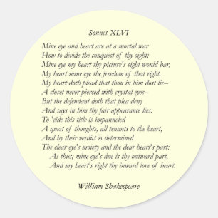 Adesivo Redondo Sonnet nº 46 por William Shakespeare