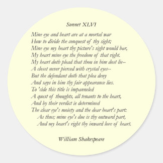 Adesivo Redondo Sonnet nº 46 por William Shakespeare