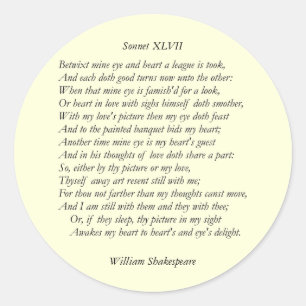 Adesivo Redondo Sonnet nº 47 por William Shakespeare