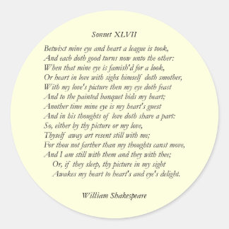 Adesivo Redondo Sonnet nº 47 por William Shakespeare