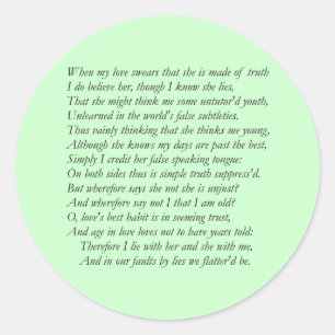 Adesivo Redondo Sonnet Número 138 de William Shakespeare