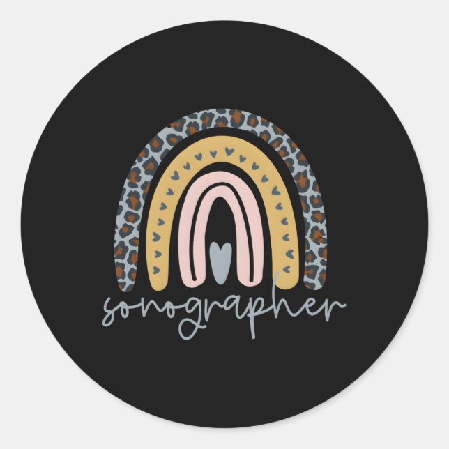 Adesivo Redondo Sonógrafo Rainbow Ultrasound Tech (Frente)