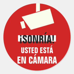 Adesivo Redondo SONRÍA USTE ESTÁ EN CÁMARA Stickers