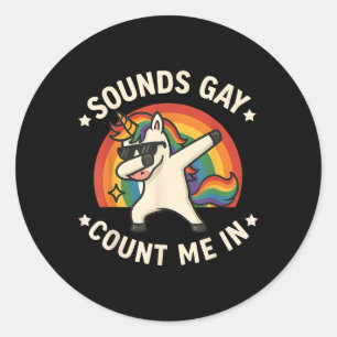 Adesivo Redondo Sons - Gay Conte-Me No Orgulho Lgbt Do Unicorn