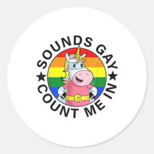 Adesivo Redondo Sons - Gay Conte-Me No Unicorn Rainbow Flag Lgbt G