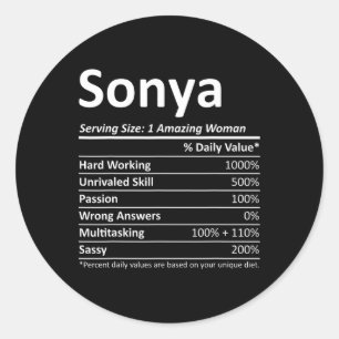 Adesivo Redondo Sonya Nutrição Nome Personalizado Engraçado Natal