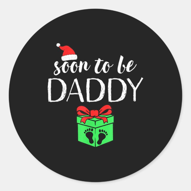 Adesivo Redondo Soon To Be Daddy Christmas Funny Pregnancy Announc (Frente)