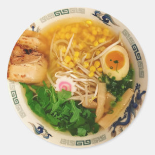 Adesivo Redondo Sopa de Pork Ramen Noodle