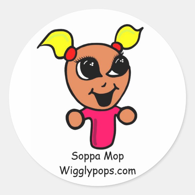 Adesivo Redondo Soppa Mop, Wigglypops.com Sticker (Frente)