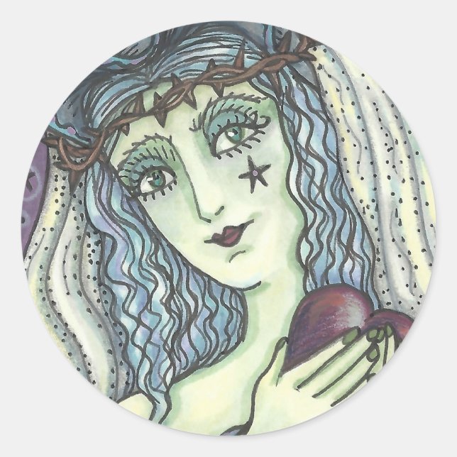 ADESIVO REDONDO SORCERESSE, GÓTICO DE CORAÇÃO CORAJOSA (Frente)