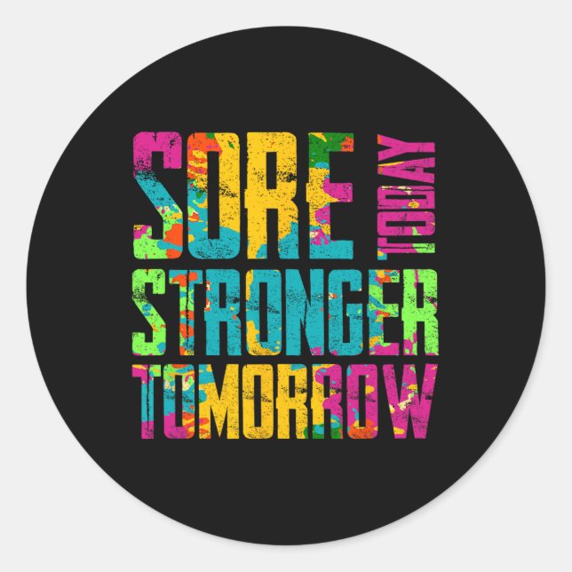 Adesivo Redondo Sore hoje com mais força no futuro Workout motivac (Frente)