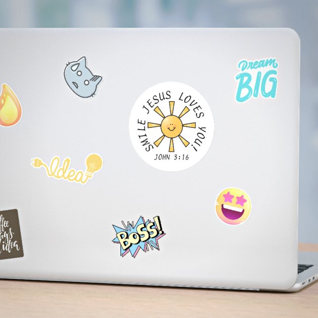 Adesivo Redondo Sorria Jesus te ama (Criador carregado)