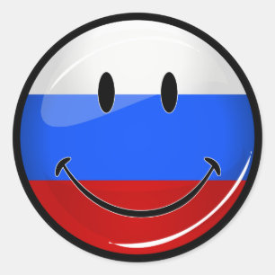 Adesivo Redondo Sorrindo bandeira russa