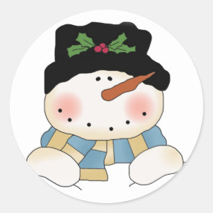 Adesivo Redondo Sorrindo Camisetas e presentes de boneco de neve