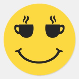 Adesivo Redondo Sorriso da Taça do Café