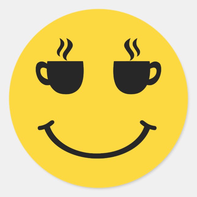 Adesivo Redondo Sorriso da Taça do Café (Frente)