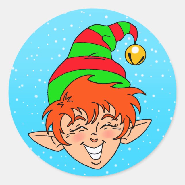 Adesivo Redondo Sorriso de Natal Elf (Frente)