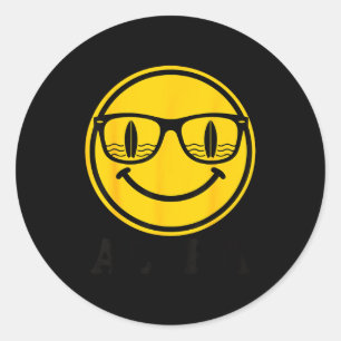 Adesivo Redondo Sorriso de óculos de sol de surf aloha reflexo de