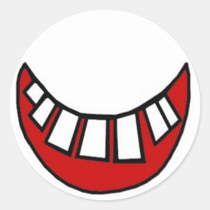 Adesivo Redondo Sorriso Toothy no vermelho com esboço