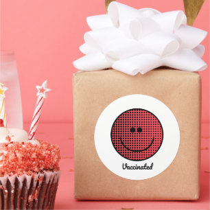 Adesivo Redondo Sorriso - Totalmente Vacinado - Pro Vacine - Imuno